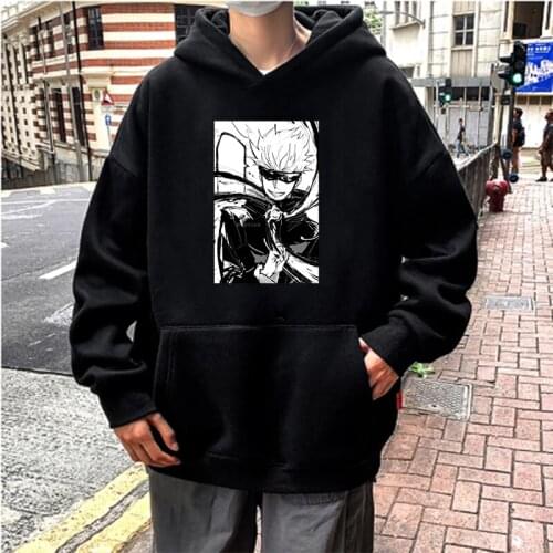 Japanese Anime jujutsu Kaisen Hooded sweatshirt Harajuku Gojo Satoru Streetwear Korean Cartoon Fashion winter warm Unisex Hoodie