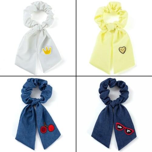 Handmade Sweet Girl Cherries Ribbon Hair Ties Fasihon Bands Hair Scrunchies for Children Hair Ring Candy Color Headdress