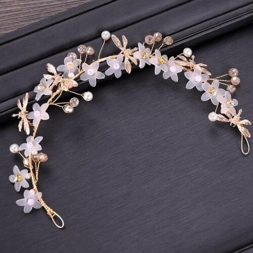 Crystal Tiara Flower Headband Wedding Bridal Hair Accessories For Women Handmade Pearl Wedding Headband Bridal headpiece Jewelry