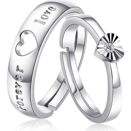 2017 Genuine 925 Sterling Silver Romantic Forever Love Heart Rings For Lovers Couples Wedding & Engagement Fashion Jewelry