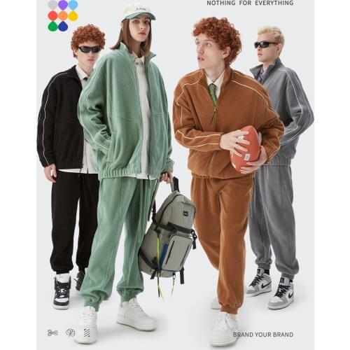 INFLATION Winter Man Polar Fleece Tracksuit Men Plus Size Fleece Jackets And Oversized Sweatpant Set Men Women Warm Jacket Set