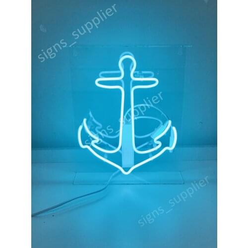 14“ Anchor Aqua Acrylic Custom Neon Light Lamp Sign Beer Bar Handmade Real Glass Decorate Home Wall Room Windows Tube Artwork