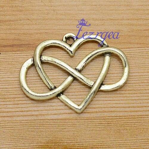 15pcs/lot--27x20mm, Antique silver plated Infinity Heart Endless Love charms,DIY supplies, Jewelry accessories