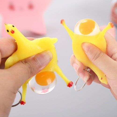 2pcs/Lot Gag Toy Chicken Keychain Doll Practical Jokes Trick Gadgets Funny Halloween Creative Animal Gifts