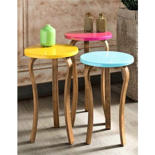 3 pcs The MEDEF Zigon Coffee Table Wood foot-colorful