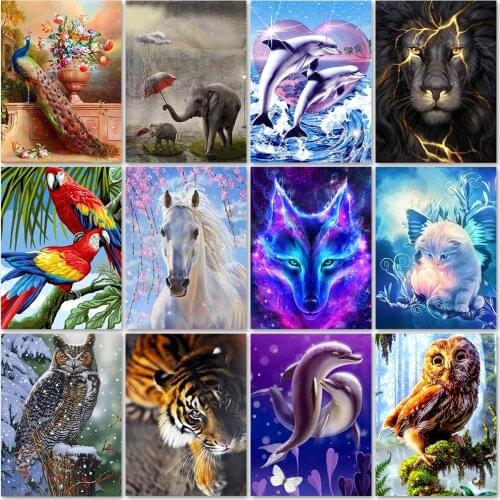 5D DIY Diamond Painting Animal Series Full Diamond Embroidery Landscape Cross Stitch Kits Diamond Art Picture Home Decor Gift