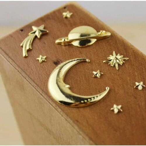 Astronomy Resin Inclusion Assortment Metal Embellishment for Kawaii UV Resin Craft Moon Shooting Star North Star Planet Saturn