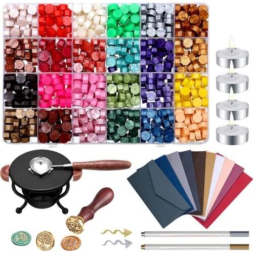 742PCS Sealing Wax Seal Beans Stamp Beads For Vintage Craft Envelope Wedding Wax Seal Ancient Sealing Wax Stamp Making Tools