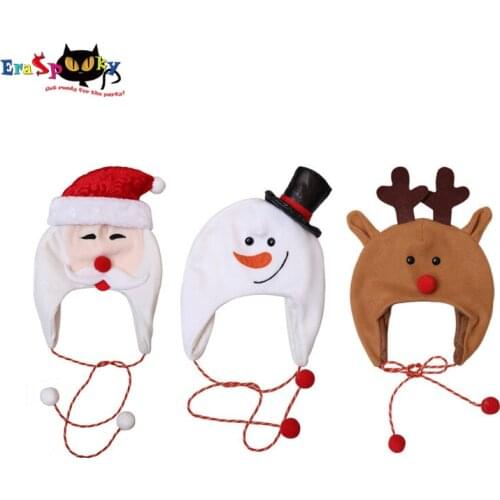 Eraspooky Cute Snowman/Reindeer/Santa Claus Hat Children Christmas Costume For Kids New Year Party Headwear Props Gift