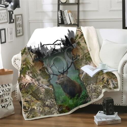 Animal Hunting Deer Blanket 3D Print Kids Blanket for Beds Adult Quilt Throws Blanket Sofa Travel Teens Student Weighted Blanket