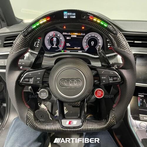 Race display 100% Real Carbon Fiber LED Steering Wheel for Audi R8