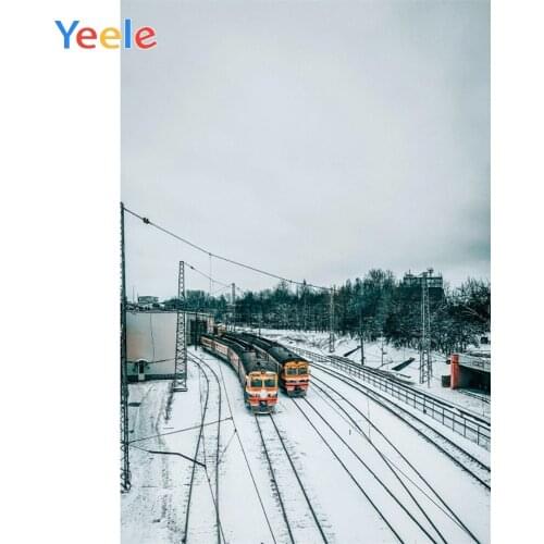 Yeele Winter Landscape Photozone Trees Rail Trains Photography Backdrops Personalized Photographic Backgrounds For Photo Studio