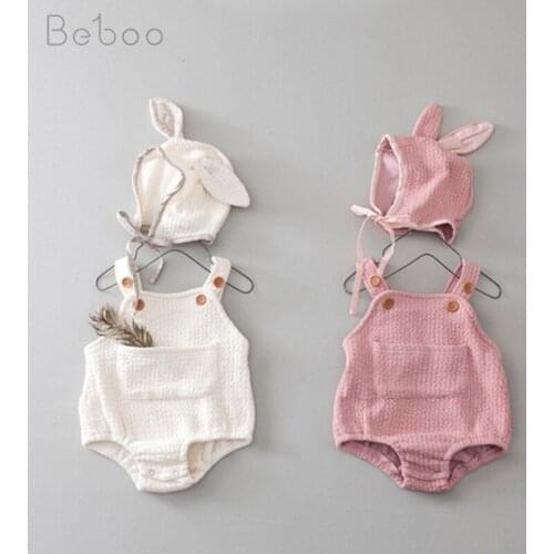 Ins Newborn Boys Clothes Cute 2021 Summer Baby Bodysuit 0-24m Pink Sleeveless Clothing Princess Bag Fart Climbing Jumpsuits