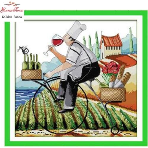 Golden Panno,Enjoy life cyclist decor painting counted print on canvas DMC 11CT 14CT chinese Cross Stitch kits embroidery