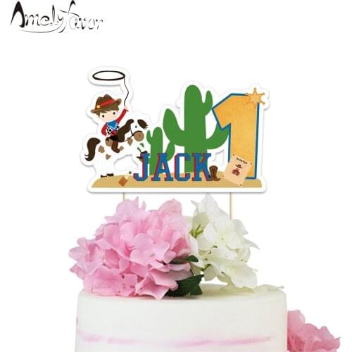 Cowboy Cake Topper Western Cowboy Theme Paper Cake Topper Party Supplies Kids Birthday Party Decorations Baby Shower Custom Made