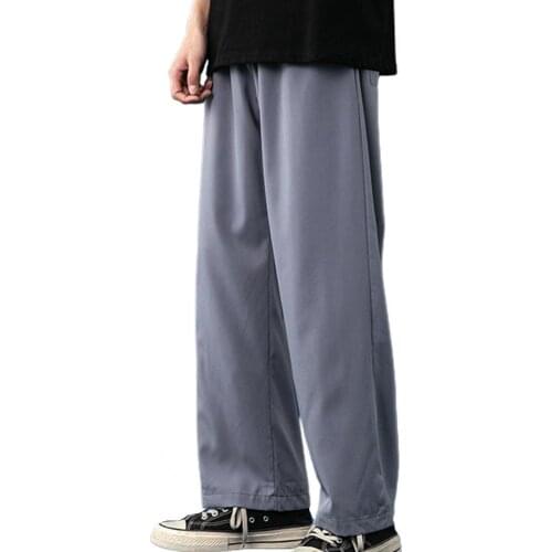 Summer Light Weight Pants Men 2021 Thin Elastic Straight Trouser Pants Men Korean Streetwear Wide Leg Oversize Pants Sweatpants