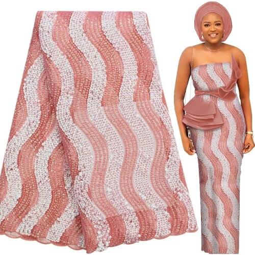 Best Selling African Embroidered Lace Fabric 2020 High Quality Luxury Sequin Nigerian Women Party Dress French Tulle Lace Fabric