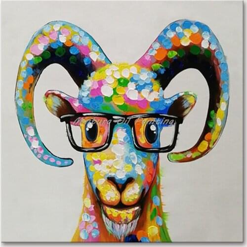 Mintura Hand Painted Oil Paintings on Canvas A Bespectacled Tibetan Antelope Wall Picture For Living Room Hotel Decor No Framed