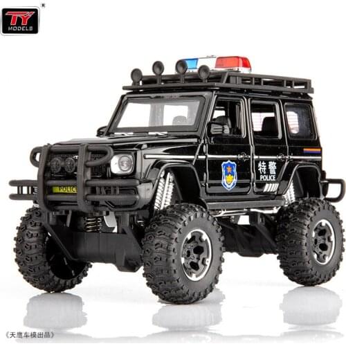 High Simulation Big Metal G63 Open-top Pullback Alloy SWAT Car Model Childrens Sound Toy Car