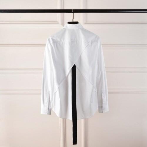 Fashionable high-end show new mens dog head embroidered thorn back symmetrical stitching Ribbon Ribbon long sleeved shirt