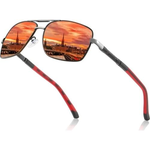 Mens Sunglasses PolarizedLens Vintage Square Metal Frame Design Eyewear Coating Travel Mirror Driving Glasses Gafas DeSol Mujer