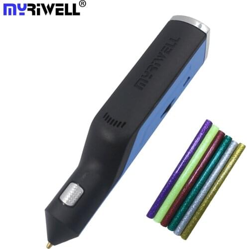 Myriwell Hot Melt Glue Gun 3D Pen Doodler Magic 3D Printed Pen USB Charging 6 Color Glue Stick Silk The Best Gift