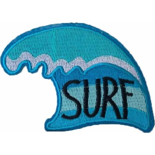 Sea Wave Surf Embroidery Patches Funny Iron on Badges for DIY Clothing Accessoires Bags Hats Jeans T-Shirt Appliques Custom Logo