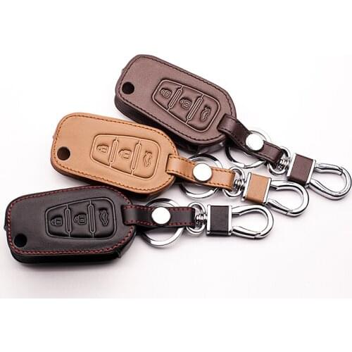 Latest Leather Remote Control Key Cover Case for LiFan X60 Auto Parts 3 Button Folding Keypad Cover Car Style starline a93