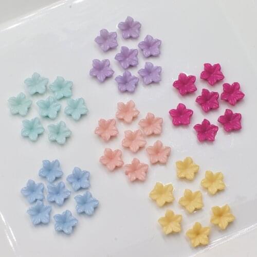 New 50pcs 6mm Small and beautiful Peach blossom Flat back Diy Nail rhinestones Craft Resin Flower nail stone nail art decoration