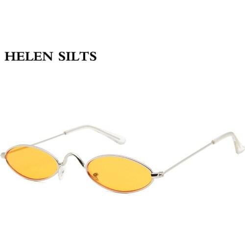 Sexy Small Oval Sunglasses Women Vintage Yellow Red Colorful Sun Glasses Female Men Metal Round Glasses Ladies UV400 Oculos H07