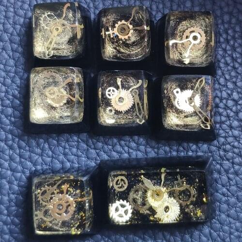 Customized Cherry Mx Switch Mechnical Keyboard Backlight Resin Keycaps OEM SA Profile Gear Pointer Design Keycaps Replacement