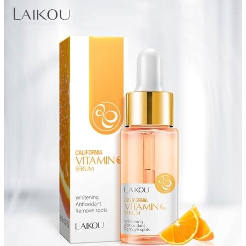 LAIKOU Vitamin C Whitening Facial Serum Remove Dark Circles Fade Freckles Spots Melanin Moisturizing Brightening Face Essence