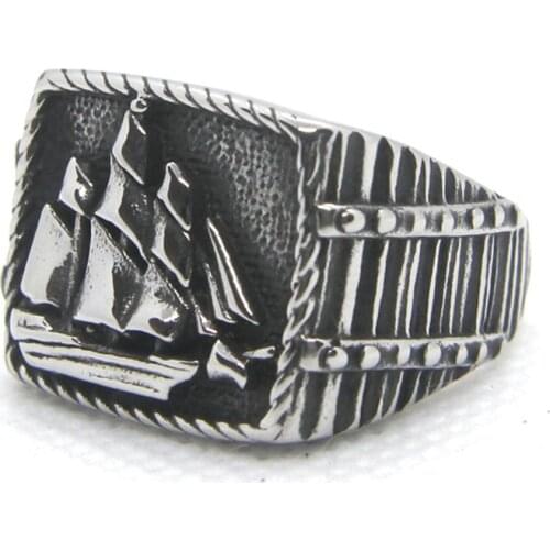 Support Dropship Size 7-13 New Boat Ring 316L Stainless Steel Fashion Jewelry Sailor Ring