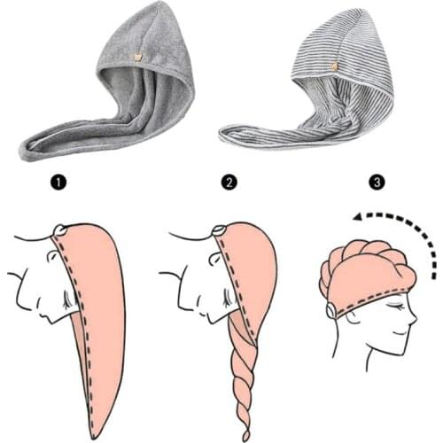 Bamboo Charcoal Fiber Hair Towel Wrap Quick Drying Absorbent Bath Shower Hat