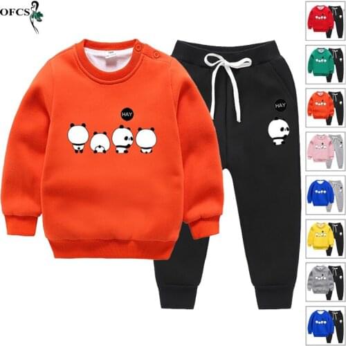 Winter Fashion Child Suits 2PCS/Set Family Pullover Sweatshirts Fleece+Pants Warm Cotton Clothes 2-10Years Enfant Casual Outwear