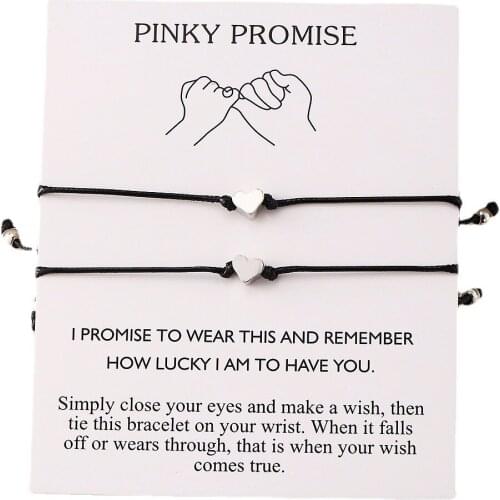 Wish Card Adjustable Hand-woven Rope Bracelet Femme Minimalist Heart Round String Bracelet Bangle Fashion Women Jewelry