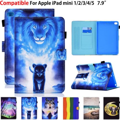 Cover For iPad Mini 5 Mini5 2019 Smart Case Mini 4 mini 3 mini 2 Funda Coque Cartoon protective Auto Wake Flip Stand Shell Capa