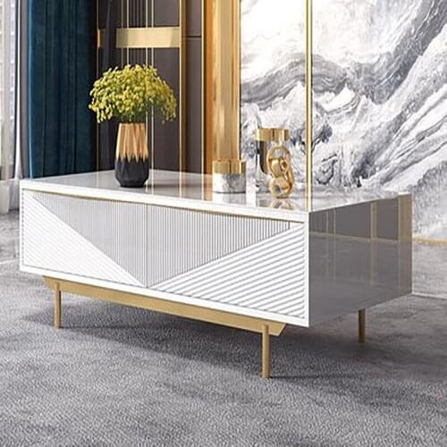 Modern minimalist style luxury coffee table TV cabinet combination Nordic small apartment living room tea table gold-plated
