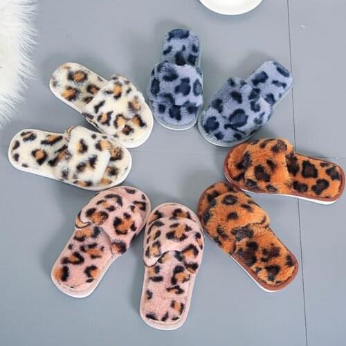 Kids Slippers Girls Slippers Warm Plush Indoor Slippers Shoes Winter Leopard Slippers Girls Shoes Kids Shoes
