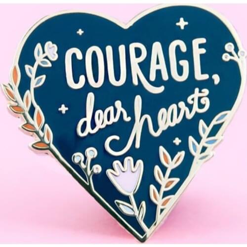 Gorgeous Beautiful Courage Hard Enamel Pin Unique Heart-Shaped Plant Flowers Brooch The Chronicles of Narnias C.S. Lewiss Pins