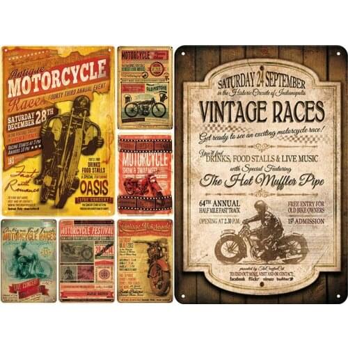 Vintage Metal Poster of Motorcycle Races Vintage Races Festival Best Live for Bar Decorative Home Art Wall Decor Tin Tin Poster
