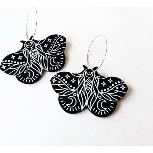 Butterfly Acrylic Black Transparent Earrings Harajuku Moth Wing Insect Y2k Earrings for Women Punk Fashion Emo Jewelry Aesthetic