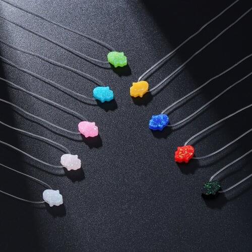 9 Styles Transparent Fish Line Hand of Fatima Necklace&Pendant for Women Hamsa Opal Choker Neck Necklace Jewelry Collier Femme