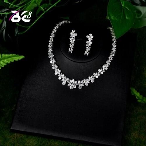 Be 8 Luxury Bridal Jewelry Sets Exquisite Flower Shape AAA Cubic Zirconia Crystal Jewelry Brilliant Bijoux for Women S098