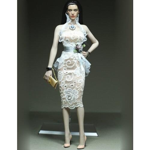 1/6 Scale White Dense Fog Gauze Jumpsuit Hip Skirt for 12in Action Figure Steel Body Model Toys