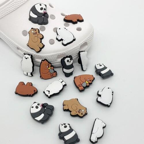 1pc Cartoon Bear Panda Shoe Charms Buckles Animal Decoration Accessories For Garden Sandals Shoe Kids Party Xmas Gifts Croc Jibz