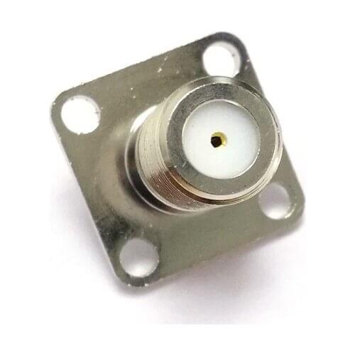 1pc F type female jack RF Coax Adapter Straight,4-hole panel mount Nickelplated NEW wholesale