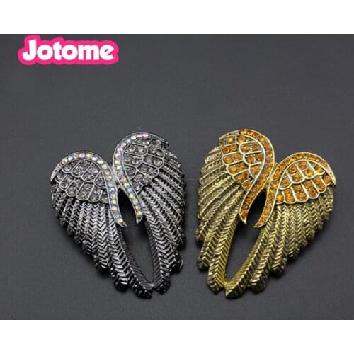 100pcs/lot Choose Color First, Womens Austrian Crystal Rhinestone Angel Wings Brooch Pin