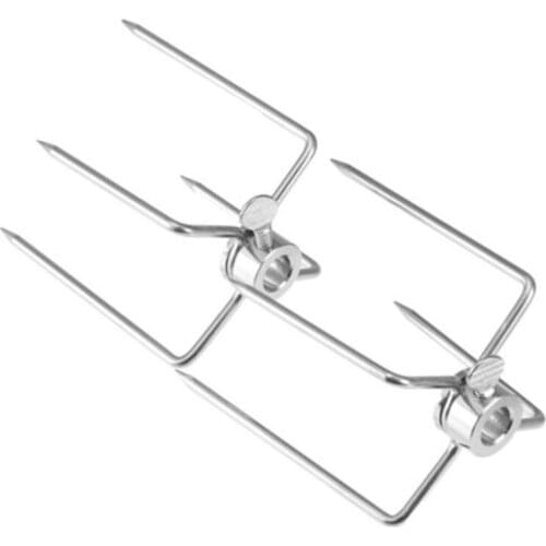 2pcs/set Stainless Steel BBQ Forks Charcoal Chicken Grill Rotisserie Meat Fork Rotisserie Barbecue Accessories