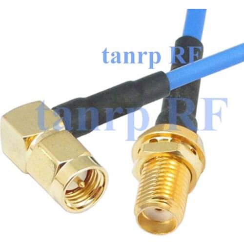 20in SMA male right angle to SMA female RF 3G 4G router WIFI 50CM coaxial Sexi Flexible blue jacket jumper extension cable RG405